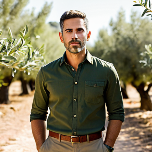 Home 17 셔츠 컬러 매칭 가이드 - **
A well-dressed man with warm skin tones, wearing a perfectly fitted olive green shirt, paired wi...